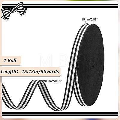 50 Yards Polyester Stripe Ribbons SRIB-WH0011-157B-1