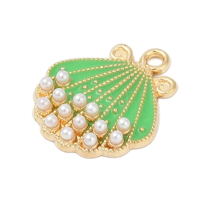 Alloy Enamel Pendants with Plastic Imitation Pearl FIND-Z070-04G-02-1