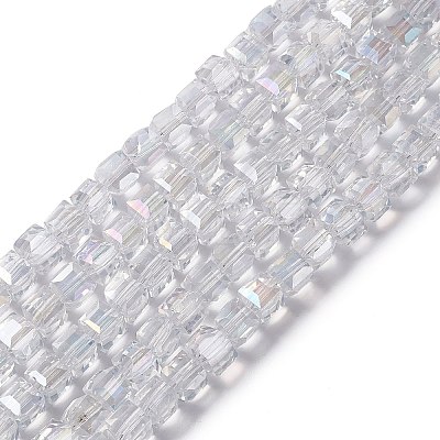 Electroplate Glass Beads Strands X-EGLA-D018-8x8mm-01-1