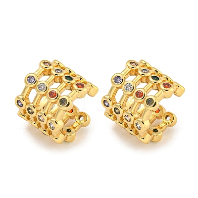 Brass Micro Pave Cubic Zirconia Cuff Earrings EJEW-C104-105G-1