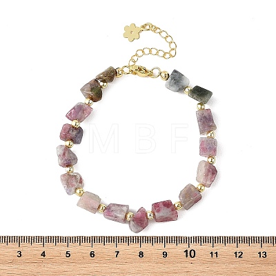 Nuggets Natural Tourmaline & Round Synthetic Non-magnetic Hematite Beaded Bracelets for Women BJEW-JB14177-1