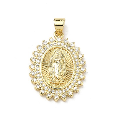 Brass Micro Pave Clear Cubic Zirconia Pendants KK-P350-06B-G-1