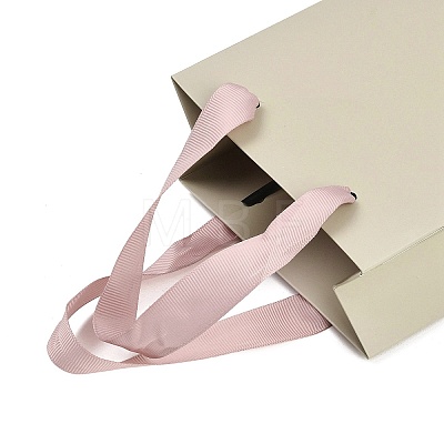 Paper Gift Tote Bags with Pink Ribbon Handles ABAG-K004-03-1