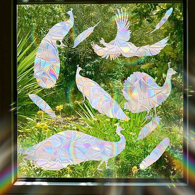 Peacock Rainbow Prism Electrostatic Window Stickers PW-WG83D84-01-1