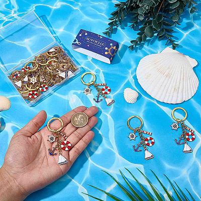 20Pcs Alloy Enamel Pendant Keychain KEYC-SC00032-1