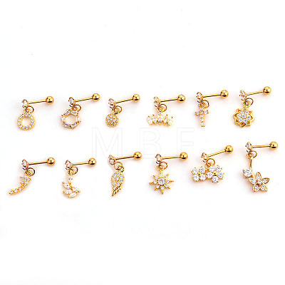 Brass Micro Pave Clear Cubic Zirconia Crown Cartilage Earrings WGFF6D3-26-1