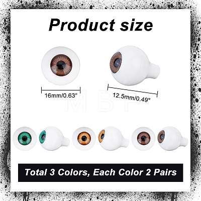 AHADERMAKER 6 Pairs 3 Colors Teardrop Shaped Acrylic Doll Craft Eyes DIY-GA0004-57A-1
