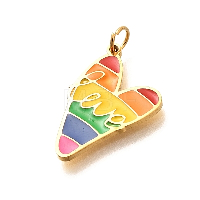 Pride 304 Stainless Steel Enamel Pendants STAS-B079-01G-04-1
