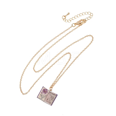 Brass Enamel Book Pendant Necklaces for Women KK-CBAF5B9-01G-12-1