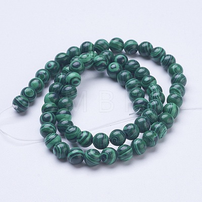 Synthetic Malachite Beads Strands G-D855-02-6mm-1