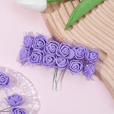 288Pcs Foam & Iron Artificial Flower AJEW-SP0003-58C-1