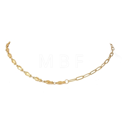 304 Stainless Steel Fish Shell Shape Butterfly Link Mixed Chain Necklaces for Women NJEW-JN05991-1