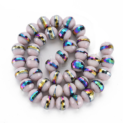 Electroplate Opaque Solid Color Glass Beads Strands EGLA-N006-031-B05-1