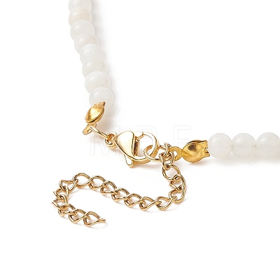Natural White Moonstone Beaded Necklaces NJEW-JN04226-03-1