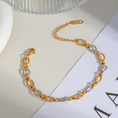 Stainless Steel Oval Link Chain Bracelets for Women QE8040-3-1