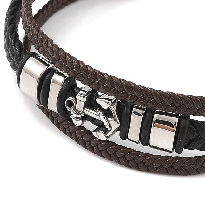 Braided Microfiber Leather Multi-strand Bracelets BJEW-B096-30A-1