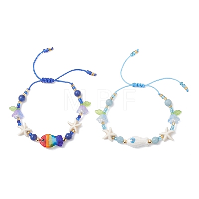 Glass Braided Beaded Bracelets BJEW-MZ00301-1