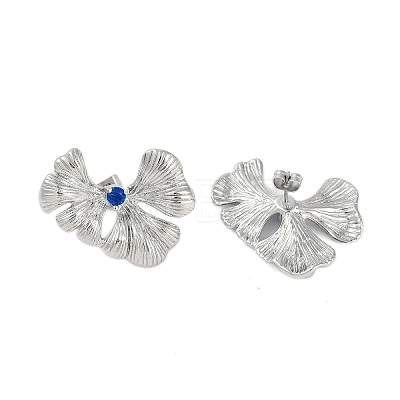 304 Stainless Steel Leaf Stud Earrings for Women EJEW-K281-28P-1