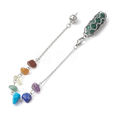 Mixed Synthetic & Natural Chip Gemstone Pointed Dowsing Pendulums PALLOY-JF02455-01-1