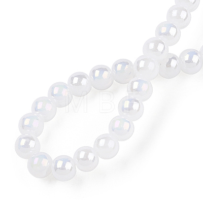 Electroplate Imitation Jade Glass Beads Strands GLAA-T032-J10mm-AB01-1