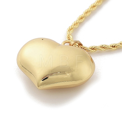 Rack Plating Brass Puffed Heart Pendant Necklaces for Women NJEW-D057-01G-1