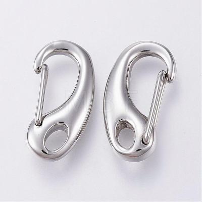 304 Stainless Steel Push Gate Snap Keychain Clasp Findings STAS-G039-04P-1