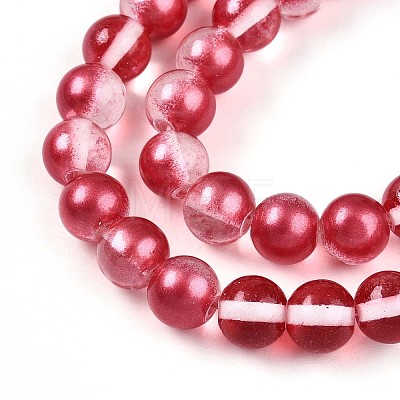 Baking Paint Transparent Glass Beads Strands DGLA-N011-8mm-06-1