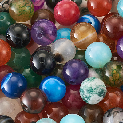 225Pcs 15 Style Natural Agate Round Beads G-TA0001-36-1