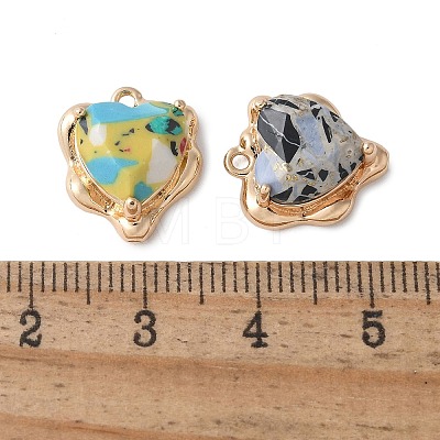 Brass Glass Charms KK-D355-01G-1