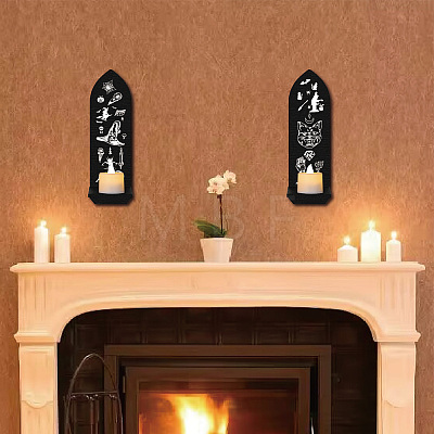 Boho Style Wall Mounted Wood Candle Holder Stand AJEW-WH0379-004-1