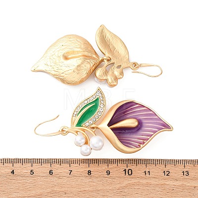 Flower Alloy Enamel Dangle Earrings EJEW-Z108-01G-1