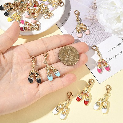 16Pcs 8 Styles Alloy Enamel Pendant Decorations HJEW-YW00540-1