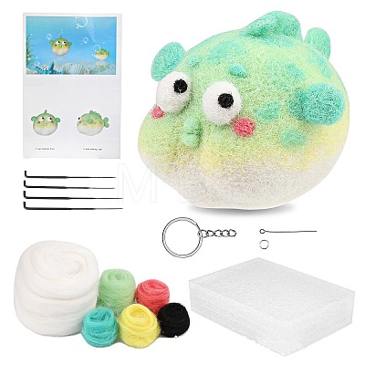 DIY Pufferfish Pendant Keychain Needle Felting Kit PW-WG738F9-01-1