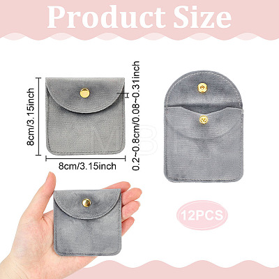 12Pcs Velvet Jewelry Storage Bags with Snap Button for Earrings Rings Bracelets ABAG-UN0001-17D-1