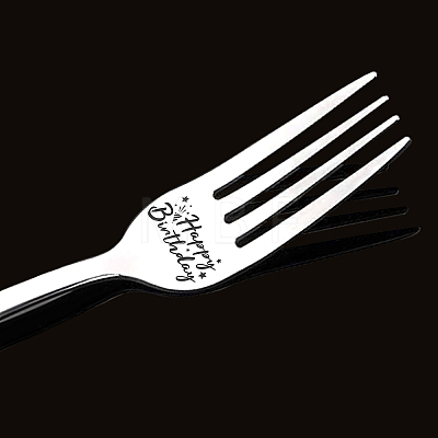 Globleland Word Pattern 304 Stainless Steel Fork AJEW-GL0001-17J-1