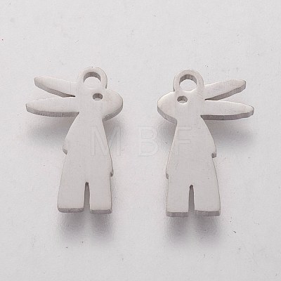 201 Stainless Steel Bunny Charms STAS-Q201-T495-1