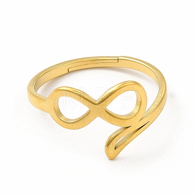 Ion Plating(IP) 304 Stainless Steel Hollow Out Infinity Finger Ring for Women RJEW-B027-14G-1