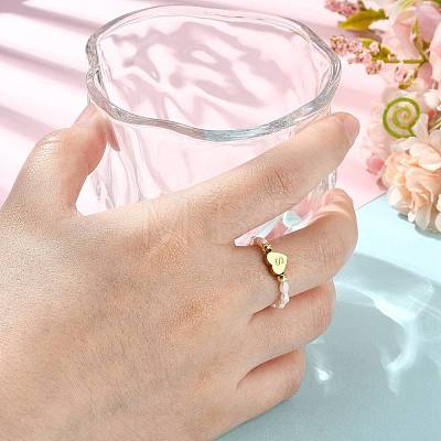 Natural Freshwater Pearl & 304 Stainless Steel Bead Finger Rings RJEW-FS00001-19-1