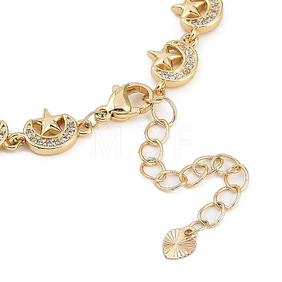 Brass Micro Pave Cubic Zirconia Link Bracelets for Women BJEW-U013-01G-02-1