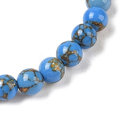 Synthetic Turquoise(Dyed) Round Beaded Stretch Bracelets G-U005-01A-06-1