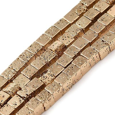 Electroplated Natural Lava Rock Beads Strands X-G-L606-E02-01D-1