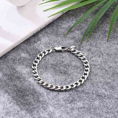 Men's Fashionable 304 Stainless Steel Cuban Link Chain Bracelets BJEW-JB05657-02-1