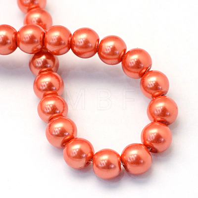 Baking Painted Pearlized Glass Pearl Round Bead Strands HY-Q003-6mm-38-1