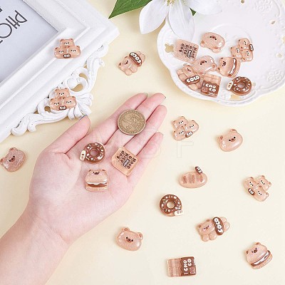 40Pcs Animal Bear Slime Resin Charms Doughnuts Bread Snack Resin Charm Opaque Flatback Embellishment Resin Charm for DIY Phonecase Decor Scrapbooking Crafts Jewelry Making Supplies JX428A-1