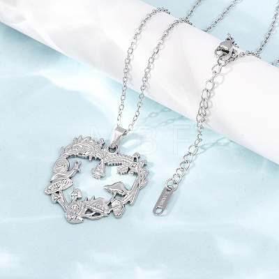 304 Stainless Steel Pendant Cable Chain Necklaces for Men Women NJEW-K308-03F-P-1