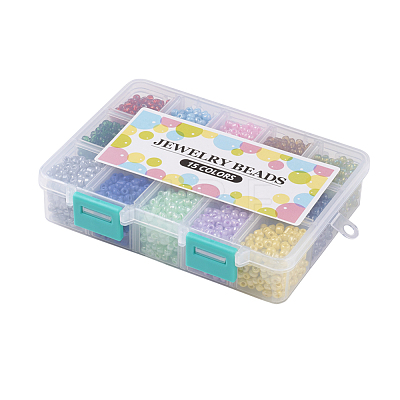1 Box 15 Color 6/0 Glass Seed Beads SEED-X0023-B-1