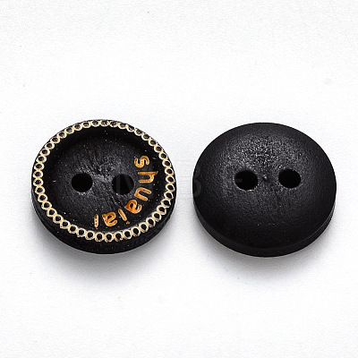 2-Hole Dyed Carved Maple Wooden Buttons BUTT-N016-06-1
