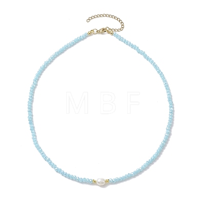 Glass Beads with Pearl Necklaces NJEW-JN04682-01-1