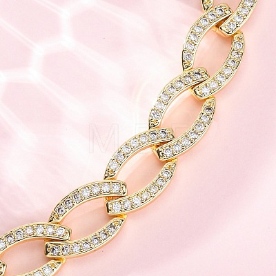 Brass Micro Pave Clear Cubic Zirconia Curb Chain Bracelets for Women BJEW-A034-04A-G-1