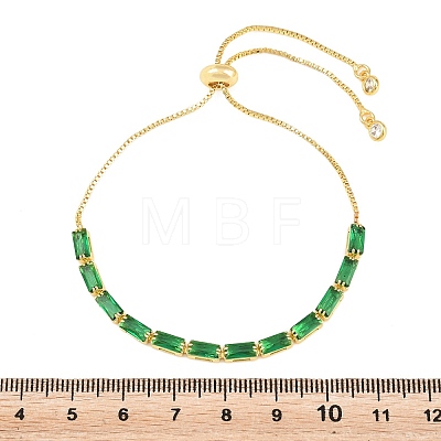 Rectangle Brass Micro Pave Cubic Zirconia Slider Bracelets KK-A305-02G-04-1